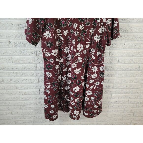 Jessica London Womens Dress 28W Plus Short Sleeve Casual Burgundy FLO149XE - Picture 8 of 12